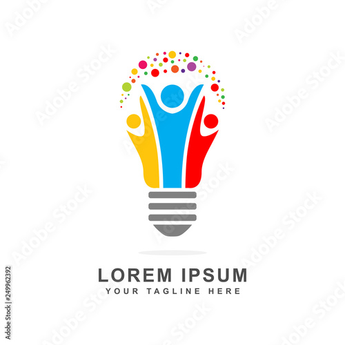 symbol design of abstract people in a bulb