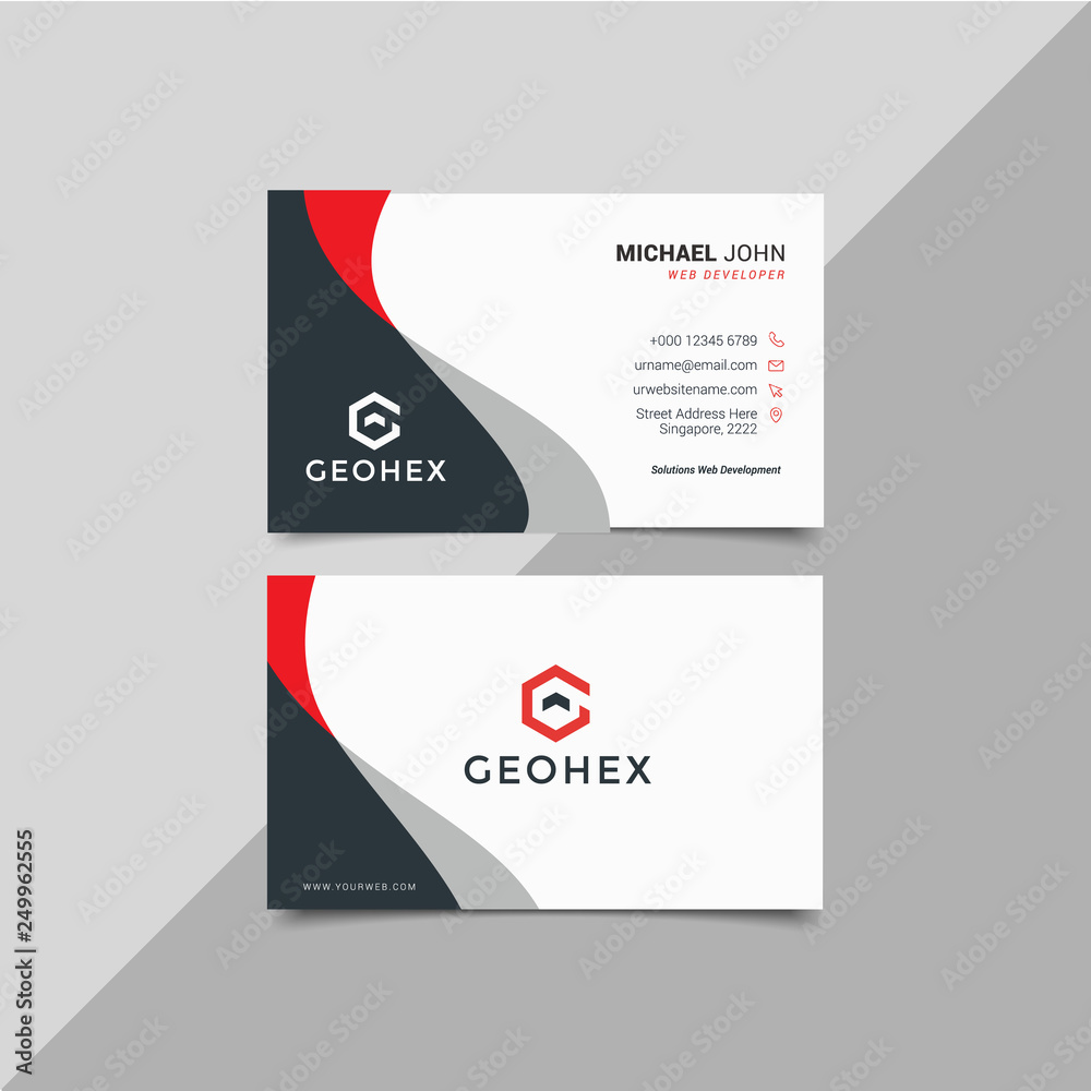 Modern business card template red black colors. Flat design vector abstract creative - Vector Modern business card template red black colors. Flat design vector abstract creative - Vector
