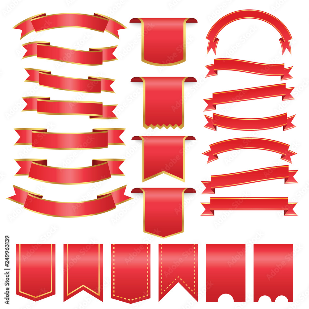 set of red arch  banner icon