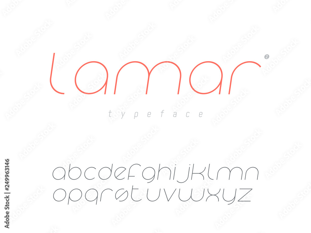 Vector latin lowercase alphabet letters and numbers. Thin line font