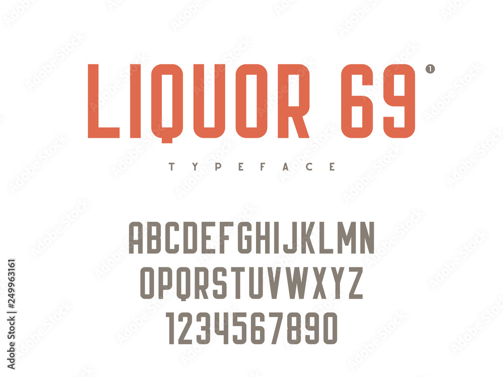 Vector latin uppercase alphabet letters and numbers. Retro font