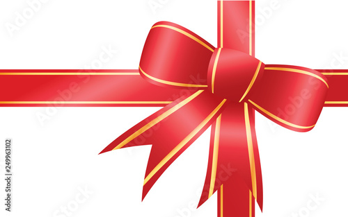 Big red  ribbon bow has gold trim