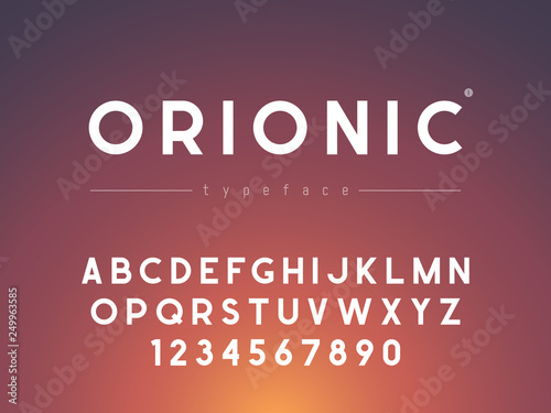 Latin uppercase alphabet letters and numbers. Vector illustration