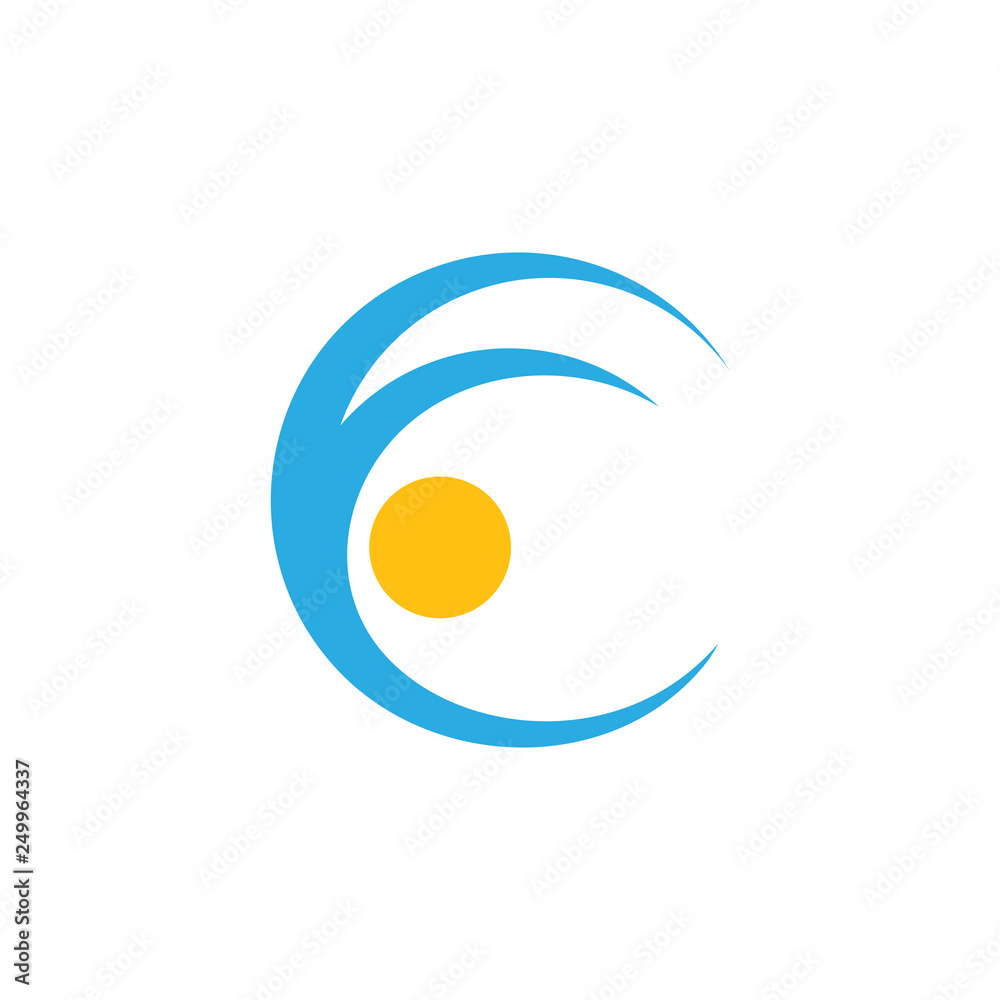 abstract sun and blue waves circle geometric logo