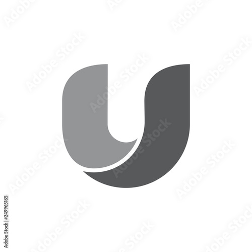 letter u simple 3d curves logo