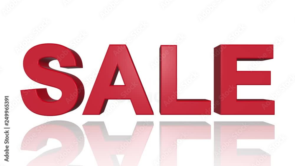 Save red 3D text title on white background animation render Save red 3D text title on white background animation render