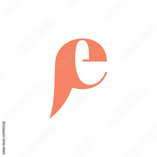 abstract letters pe simple smile talk design logo vector
