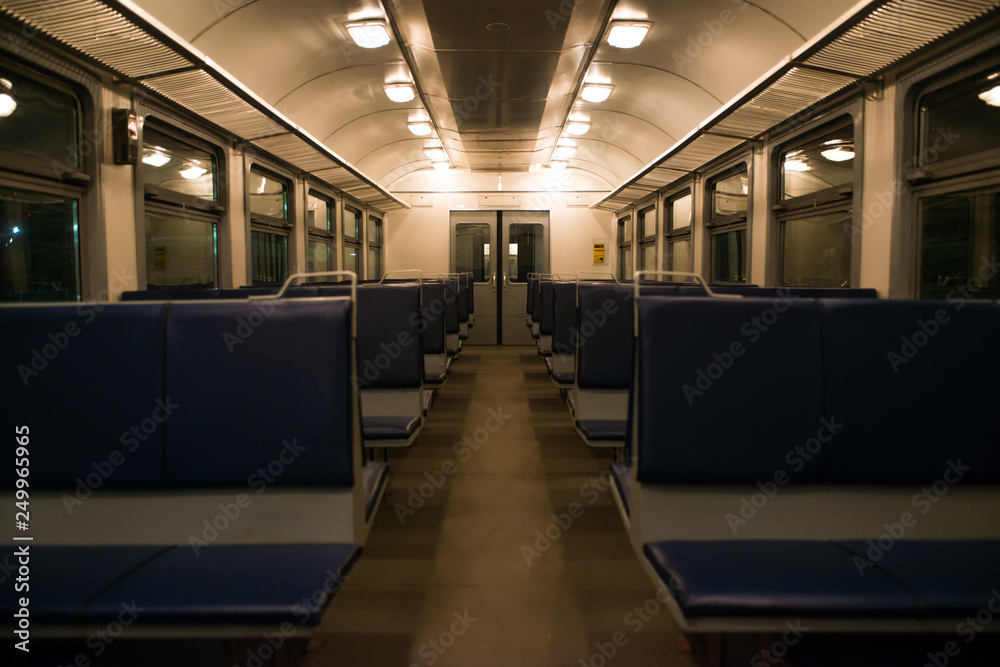 an empty train car before a long trip