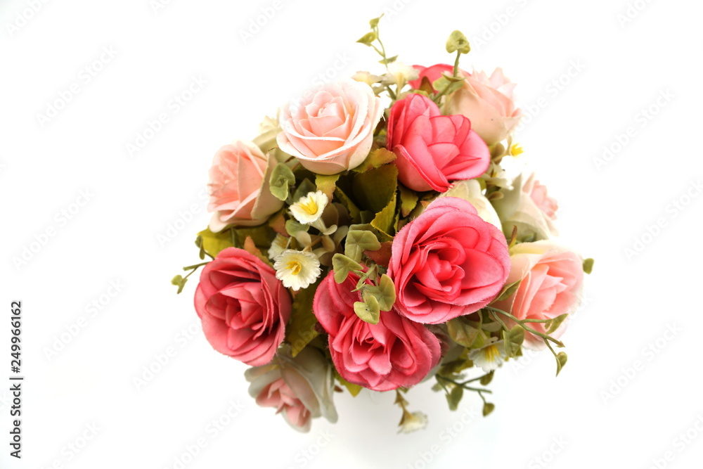 artificial roses flower isolated on white background artificial roses flower isolated on white background