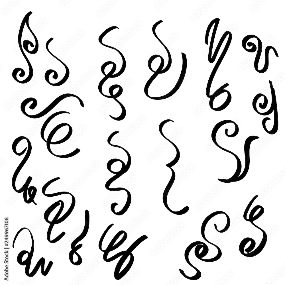 Swirls and curves in doodle style used for Underlines, borders, dividers. vector Swirls and curves in doodle style used for Underlines, borders, dividers. vector