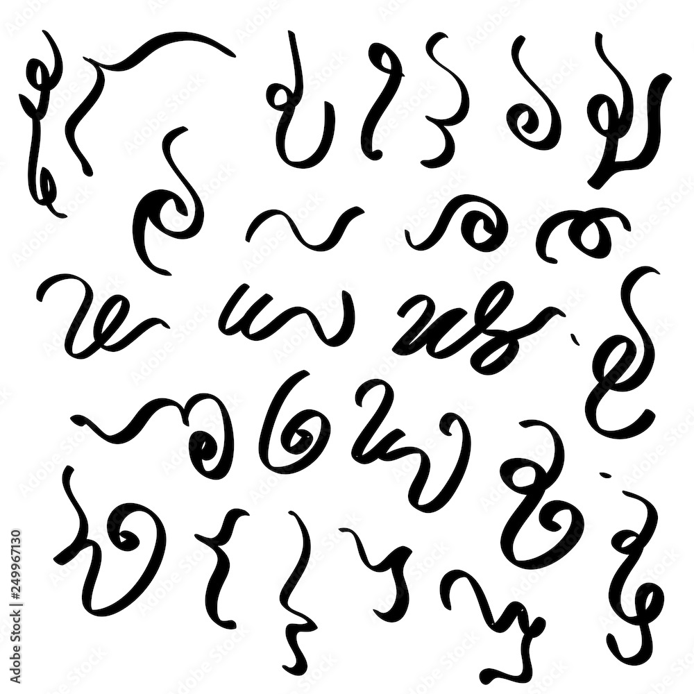 Swirls and curves in doodle style used for Underlines, borders, dividers. vector Swirls and curves in doodle style used for Underlines, borders, dividers. vector