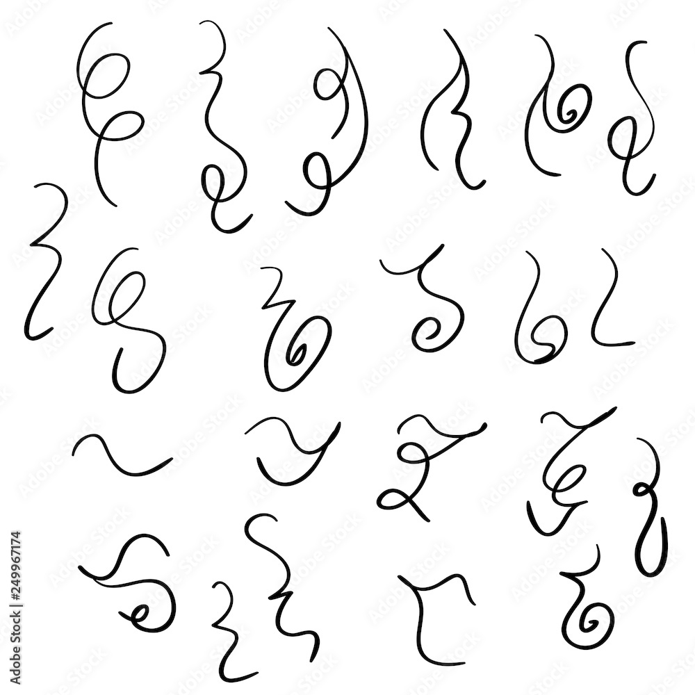 Swirls and curves in doodle style used for Underlines, borders, dividers. vector Swirls and curves in doodle style used for Underlines, borders, dividers. vector