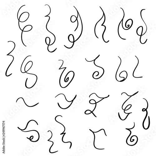 Swirls and curves in doodle style used for Underlines, borders, dividers. vector