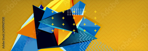 3d triangular shapes geometric background. Origami style pattern with triange shapes for decorative design. Poster design. Line design. Modern presentation template