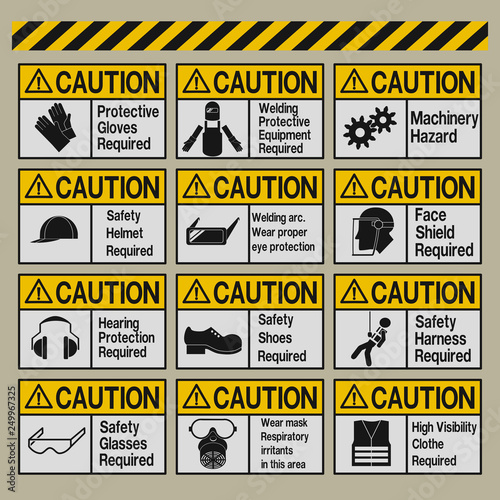 Set of Industrial warning sign