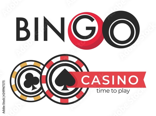 Casino isolated icons poker and bingo gambling games