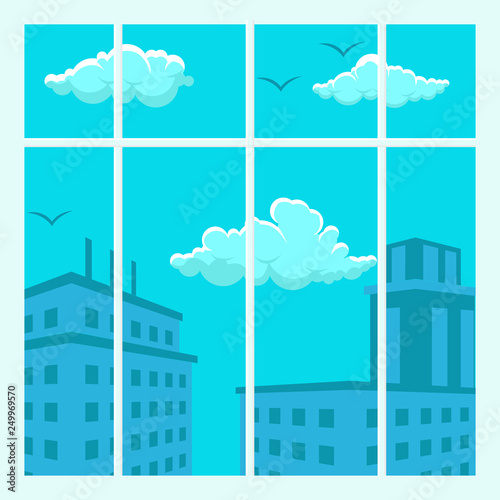 Cityscape View Design Flat Vector Illustration