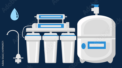 Water Filtration Concept Flat Vector Illustration
