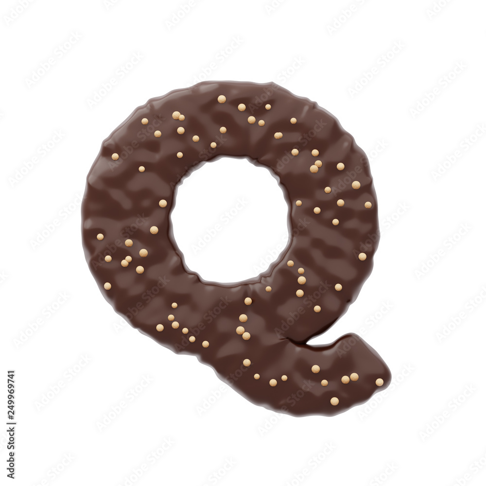 3D rendered letter shaped cake with chocolate icing and nonparelis on top 3D rendered letter shaped cake with chocolate icing and nonparelis on top