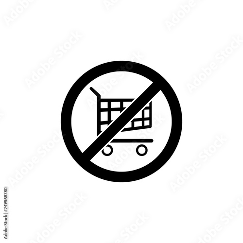 No shopping cart sign icon. Simple glyph, flat vector element of ban, prohibition, forbid icons set for UI and UX, website or mobile application