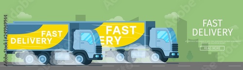 Fast Delivery Truck Driving Quickly the Road