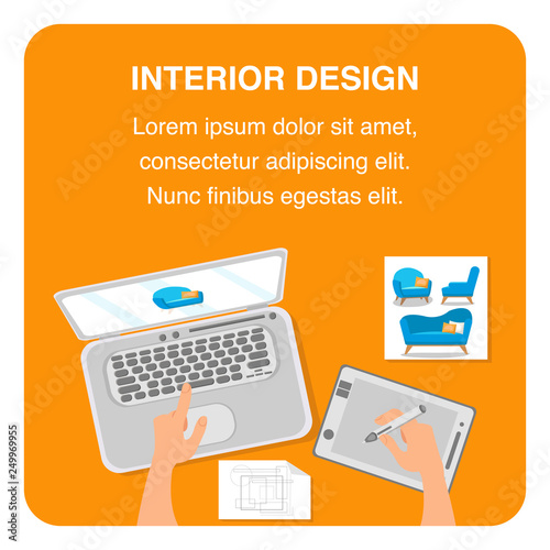 Interior Design Flat Vector Banner Template