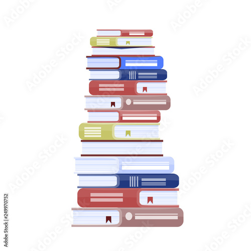 Pile of books vector illustration. Icon stack of books with solid color and flat style.