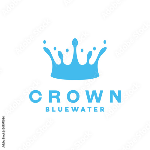 Crown Blue Water Logo Vector Graphic Design