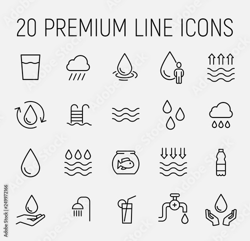 Premium set of water line icons.
