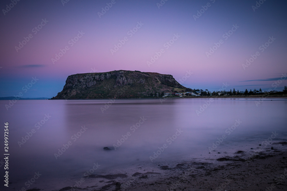 Dusk at the stunning rock formation known as the Nut in north west Tasmania, Australia