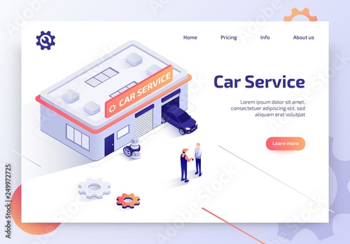 Car Repair Service Isometric Vector Landing Page