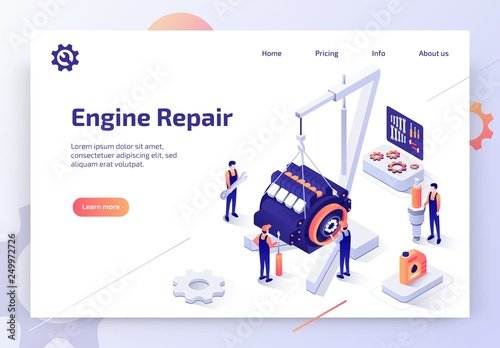 Automobile Repair Service Isometric Vector Website