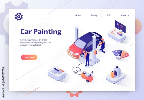 Car Painting Service Isometric Vector Website