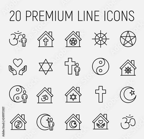 Religion related vector icon set