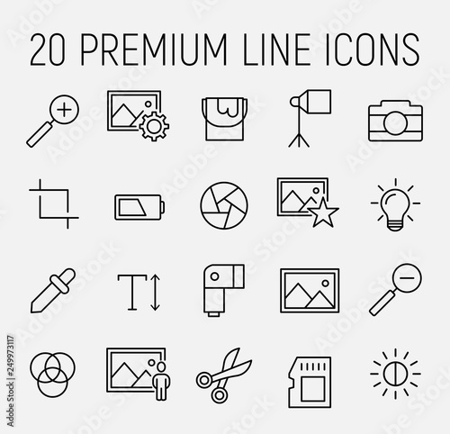 Photography related vector icon set.