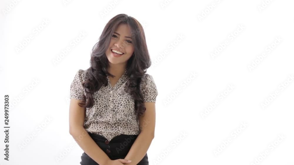 happy young female worker smiling to camera happy young female worker smiling to camera