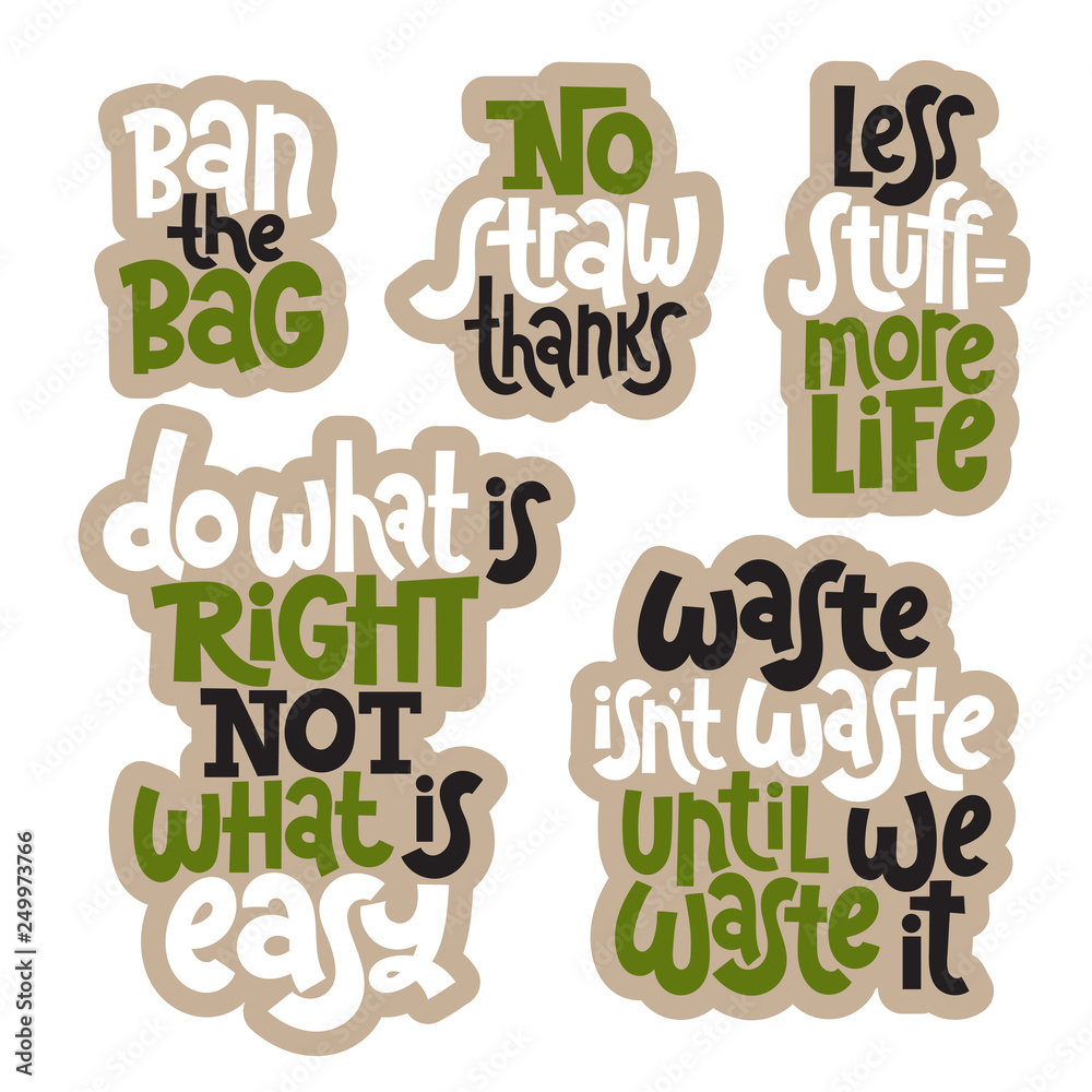Naklejka premium Green phrases about ecology