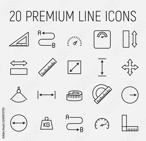 Measuirng related vector icon set.