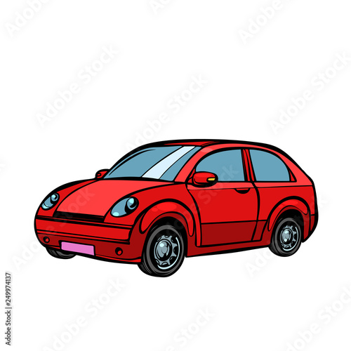 red car, road transport. Isolate on white background