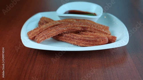 Churros and hot chocolate, spanish breakfast