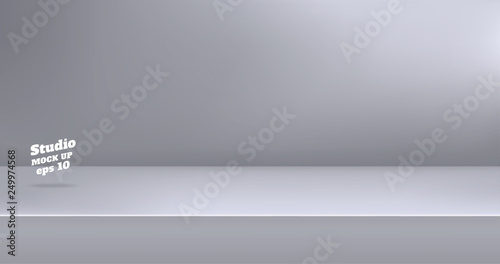 Vector,Empty modern grey color studio table room background ,product display with copy space for display of content design.Banner for advertise product on website.
