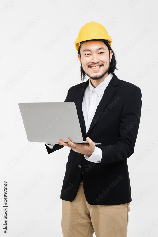 Portrait of engineer are using notebook.. Portrait of engineer are using notebook..
