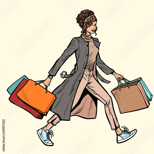 modern woman with shopping bags