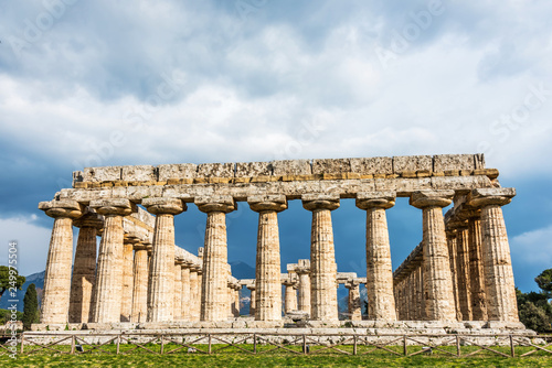 Ancient Greek Temple in the Ruins of a Village in Southern Italy