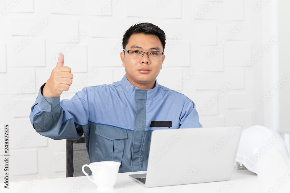 Asian man working Asian man working