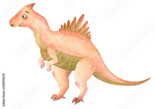 Watercolor dinosaurs tyrannosaurus