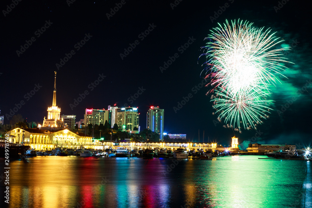 Fireworks at the port of Sochi, Russia