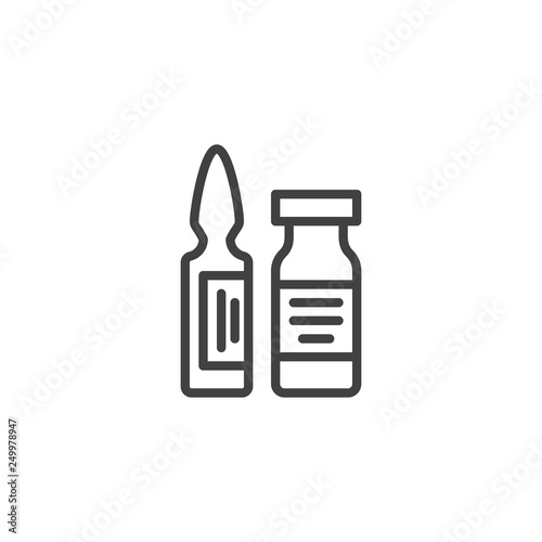 Medical ampoule line icon. linear style sign for mobile concept and web design. Vial, ampoule with medicine outline vector icon. Healthcare symbol, logo illustration. Pixel perfect vector graphics