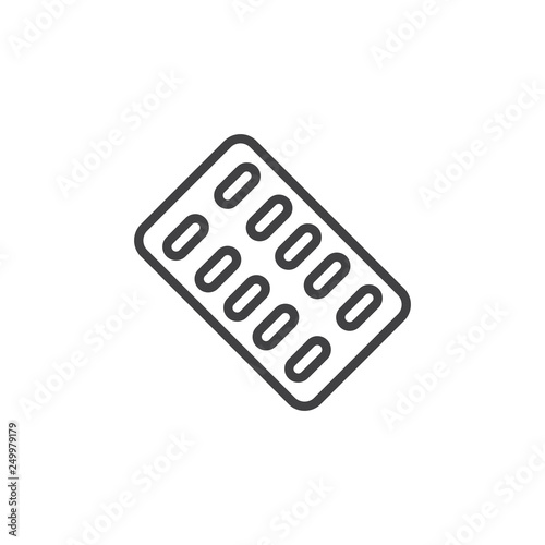 Blister drug pack line icon. linear style sign for mobile concept and web design. Medication pills outline vector icon. Symbol, logo illustration. Pixel perfect vector graphics © alekseyvanin