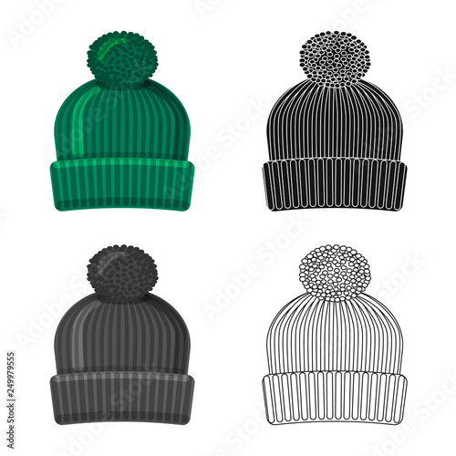 Isolated object of headgear and cap sign. Set of headgear and accessory stock vector illustration.